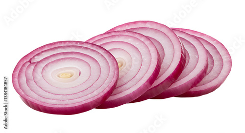sliced onion isolated on white background