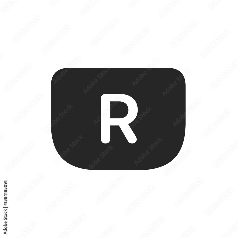 R Button Rounded Bottom Filled R Button Rounded Bottom Filled