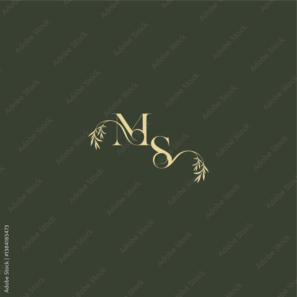 logo design concept luxury wedding monogram MS organic leaf initial letter logo design concept luxury wedding monogram MS organic leaf initial letter