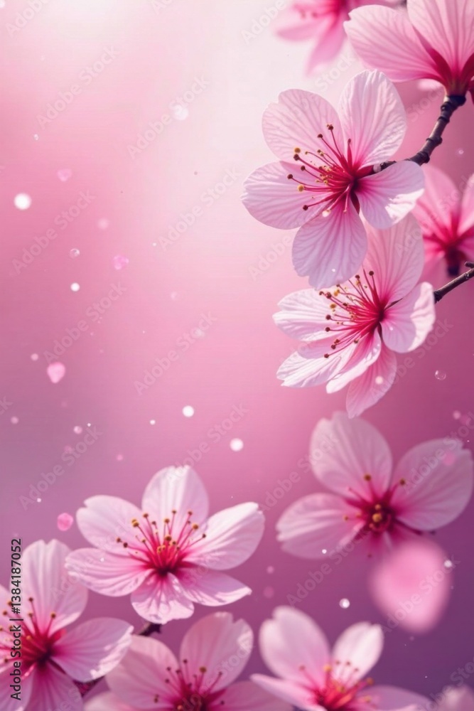 Intricate patterns of abstract pink sakura petals scattered across a dreamy, ethereal background, evoking the magic of cherry blossom season , spring, scattering Intricate patterns of abstract pink sakura petals scattered across a dreamy, ethereal background, evoking the magic of cherry blossom season , spring, scattering