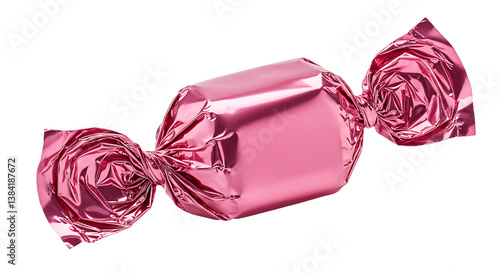 candy wrapped in pink foil isolated on white background