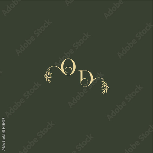 logo design concept luxury wedding monogram OD organic leaf initial letter