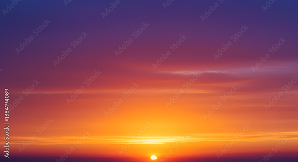 Naklejka premium Vibrant Gradient Sunsets In Tangerine And Violet Sky Transitions