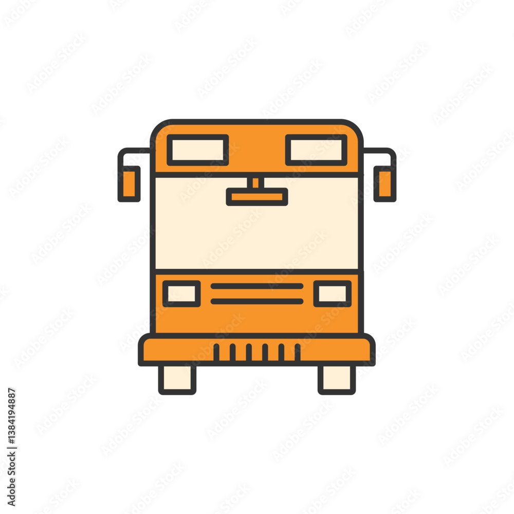 Bus Front View Icon isolated on white background Bus Front View Icon isolated on white background