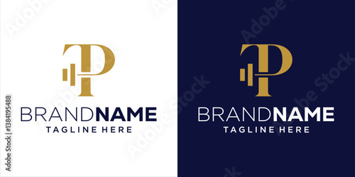Creative TP Letter Logo Design With Barbell, Design Inspiration, Illustration, Vector