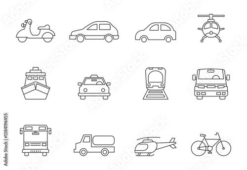 set of transport icon isolated on white background