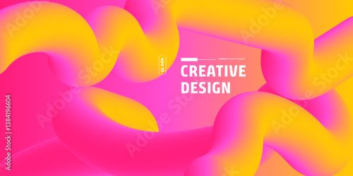 Abstract Fluid Pink Yellow Gradient Creative Design Background