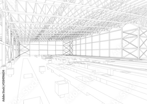 3D illustration of industrial project