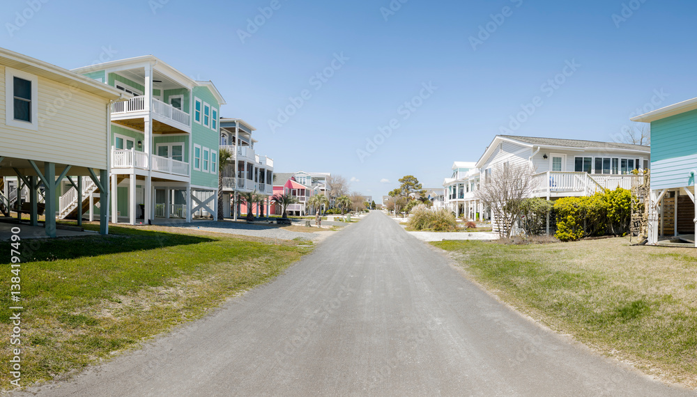 East Coast Beach Town residential streets, with vacation, luxury, and real estate