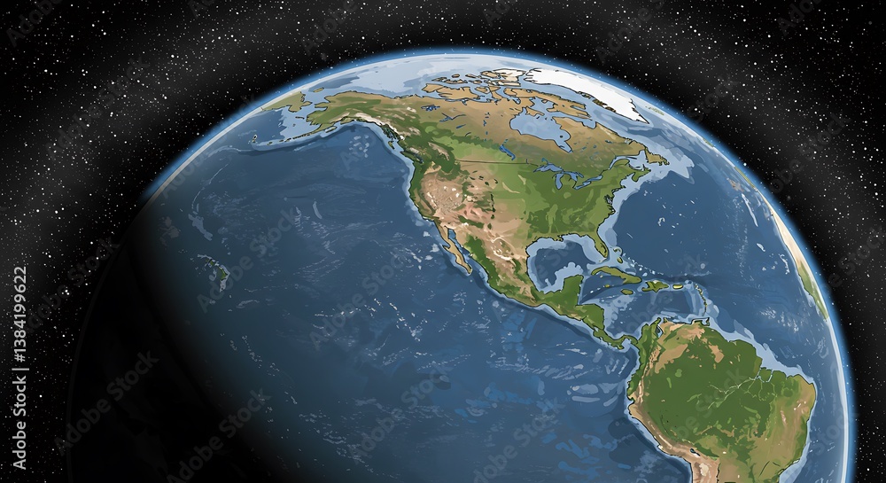 Fototapeta premium earth in space from satelite about american