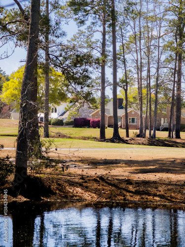 Obraz na płótnie Neighborhood street, lake and nature photos of Little River, South Carolina w salonie