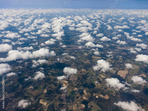 Obraz na płótnie High altitude photograph of sky, clouds and landscape w salonie