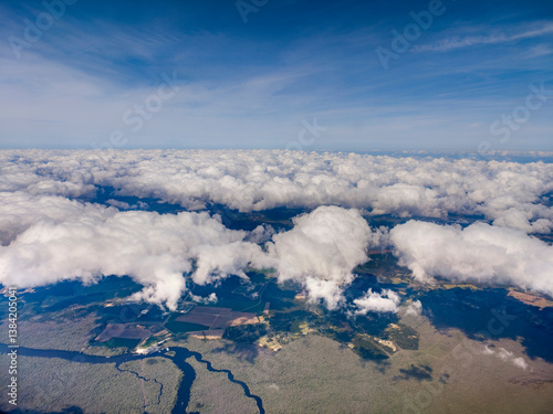 Obraz na płótnie High altitude photograph of sky, clouds and landscape w salonie