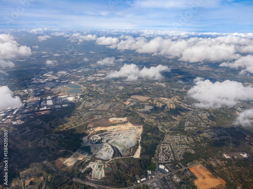 Obraz na płótnie High altitude photograph of sky, clouds and landscape w salonie