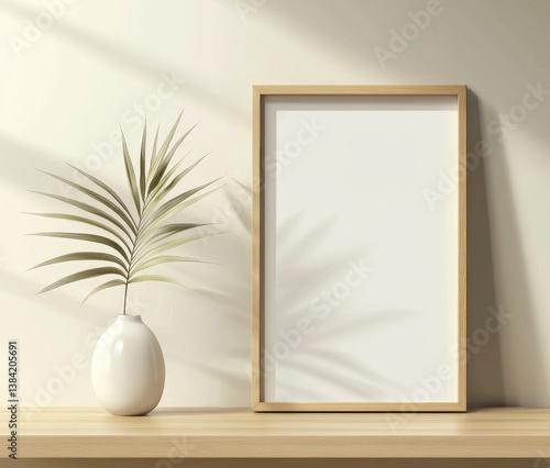 Empty wood frame, minimalist display
