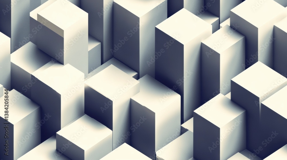 Modern isometric cube pattern featuring structured spacing and monochrome soft shadows in a minimalistic and futuristic design Modern isometric cube pattern featuring structured spacing and monochrome soft shadows in a minimalistic and futuristic design