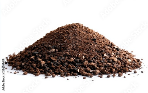 Wallpaper Mural Dark brown soil pile.  A mound of rich, dark soil,  with visible pieces of organic matter,  ready for planting Torontodigital.ca