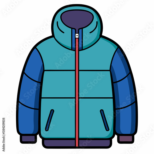 Minimal Puffer Jacket Vector Illustration on White Background