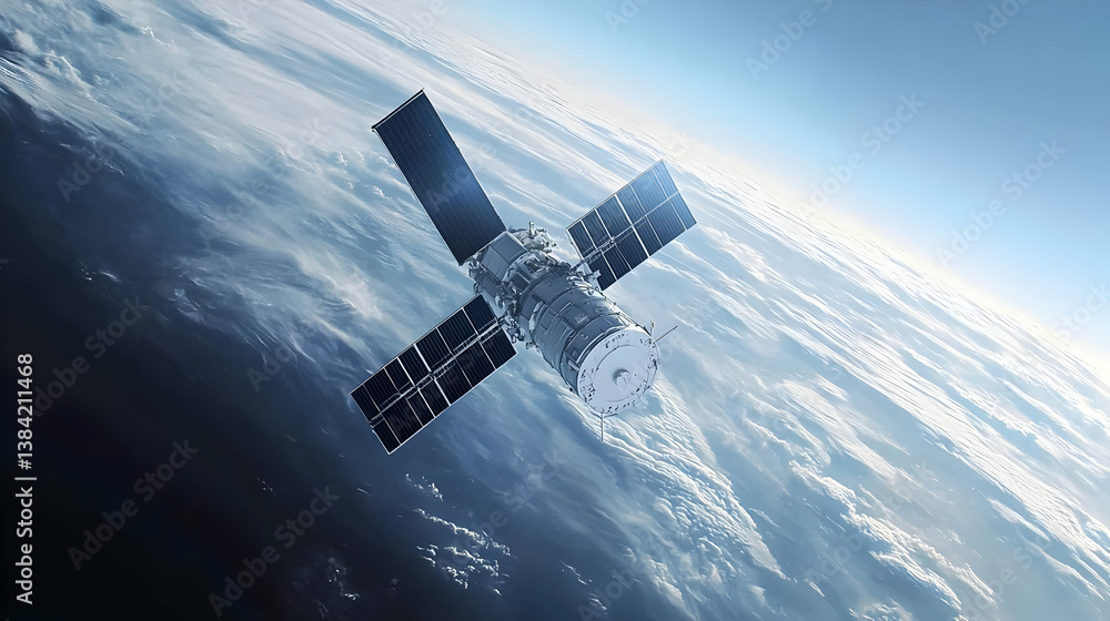 Fototapeta premium Space Station Orbiting Earth In Space