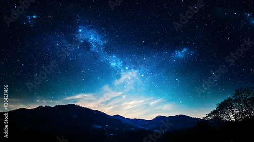 Wallpaper Mural Starry Night Sky Over Mountains Torontodigital.ca