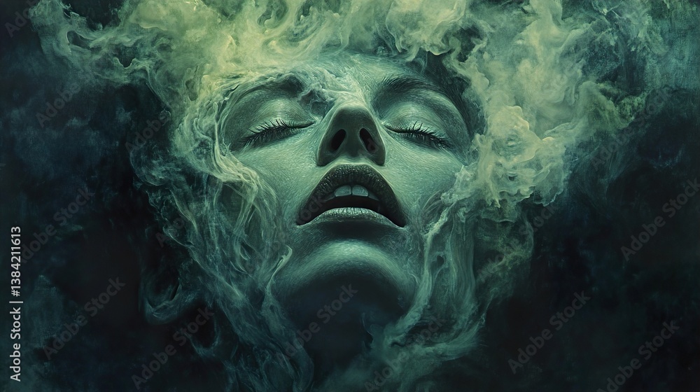 Surreal Dreamy Woman in Smoke: Abstract Art Surreal Dreamy Woman in Smoke: Abstract Art