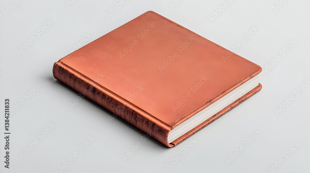 Coral Leather Notebook Mockup On Light Gray Background Coral Leather Notebook Mockup On Light Gray Background