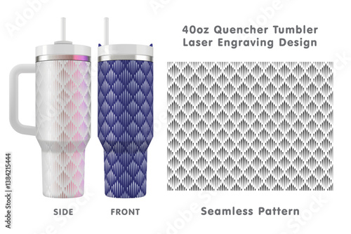 Seamless laser engraving design for 40oz tumbler. Abstract tileable pattern. Full tumbler wrap. Vector illustration.