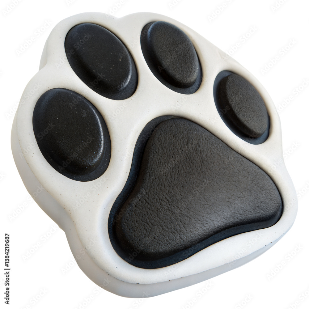 Realistic 3D Icon of Isolated Black Paw Print on White Background Realistic 3D Icon of Isolated Black Paw Print on White Background
