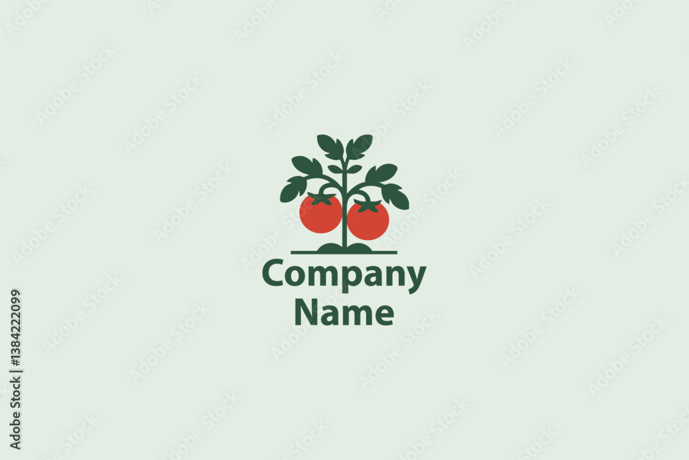 Tomato Plant Logo, a perfect representation of organic growth, sustainability, and farm-to-table goodness. Featuring a minimalist and elegant tomato plant illustration.