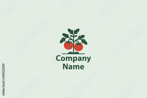 Obraz na płótnie Tomato Plant Logo, a perfect representation of organic growth, sustainability, and farm-to-table goodness. Featuring a minimalist and elegant tomato plant illustration. w salonie