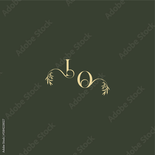 organic leaf initial logo design concept letter luxury wedding monogram IO