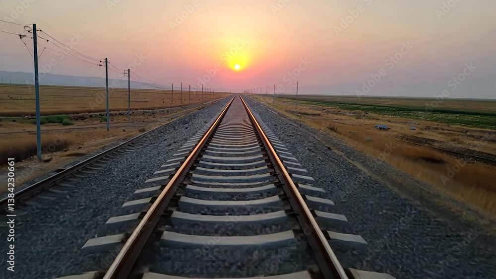 Sunset Railway Tracks: A Journey Towards the Horizon Sunset Railway Tracks: A Journey Towards the Horizon
