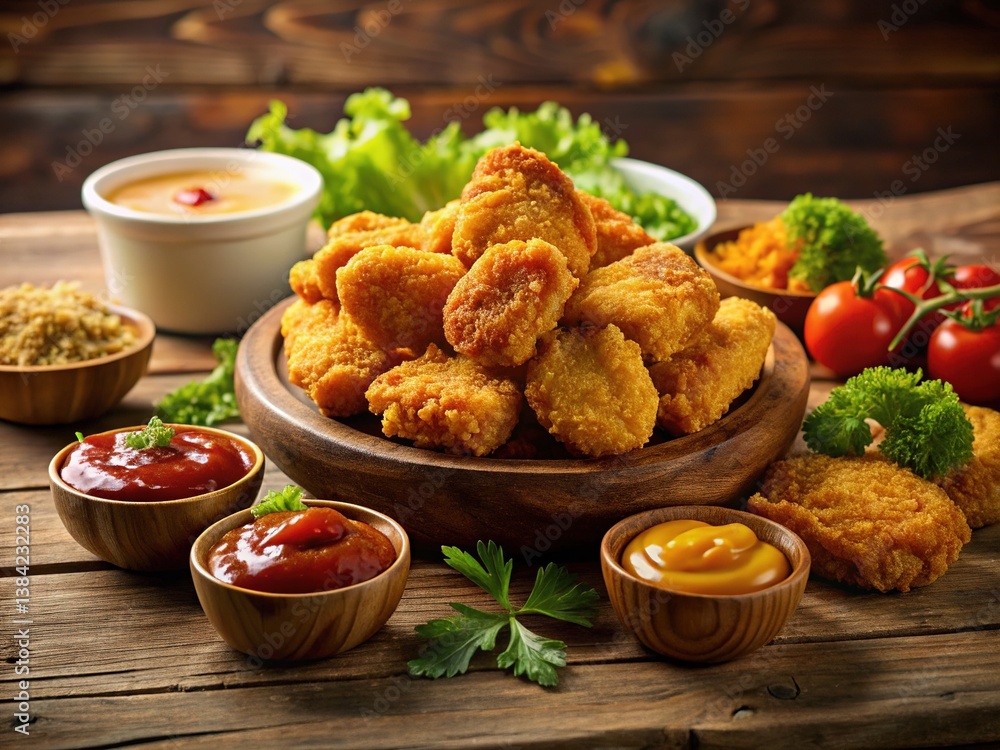 Crispy Chicken Nuggets Backgrounds for Food Ads