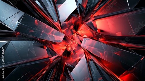 Wallpaper Mural Fractured Glass Red  Black Geometry Torontodigital.ca