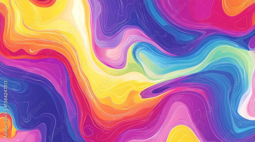 Obraz premium Vibrant, swirling abstract artwork with multicolored flowing patterns