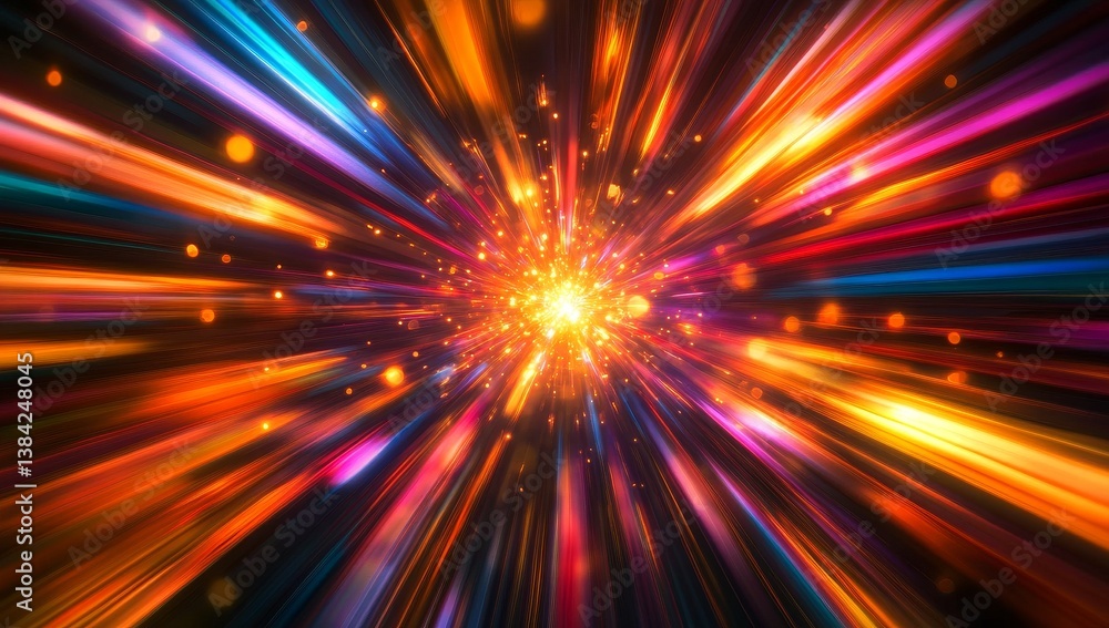 Naklejka premium Explosive burst of vibrant light rays
