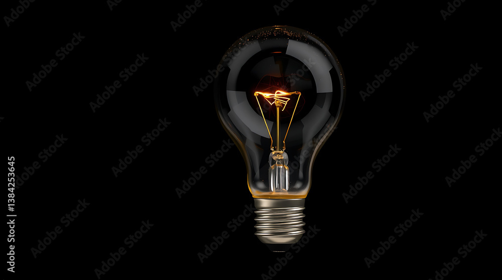 Incandescent Filament Bulb Floating in Darkness