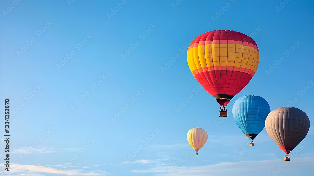 Obraz premium Colorful Hot Air Balloons Against A Clear Blue Sky
