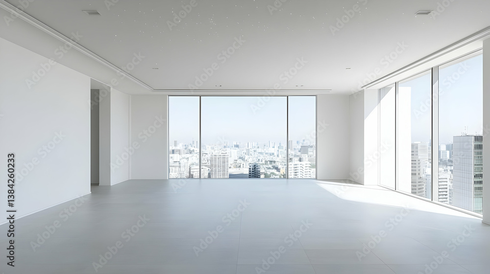Obraz premium Empty Modern Office Space With City View