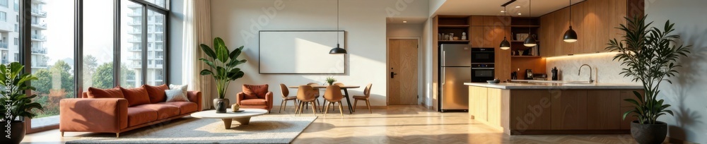 Modern apartment building floor plan with furniture and decor , modern, layout Modern apartment building floor plan with furniture and decor , modern, layout