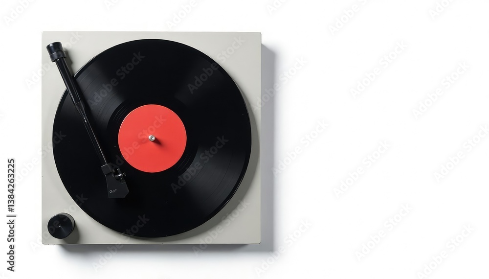 Fototapeta premium Turntable with vinyl record, isolated on white , classic, record