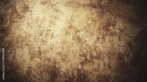 Cracked concrete surface. Aged background, grunge texture, weathered wall in sepia, brown, & beige