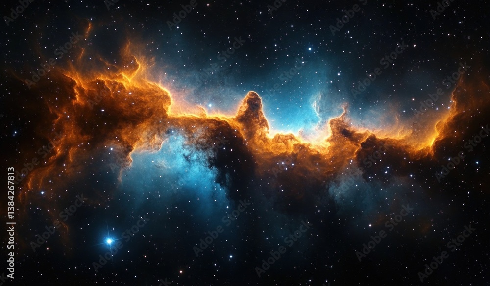 Fototapeta premium Vibrant Cosmic Nebula and Stars in Deep Space Galactic Clouds