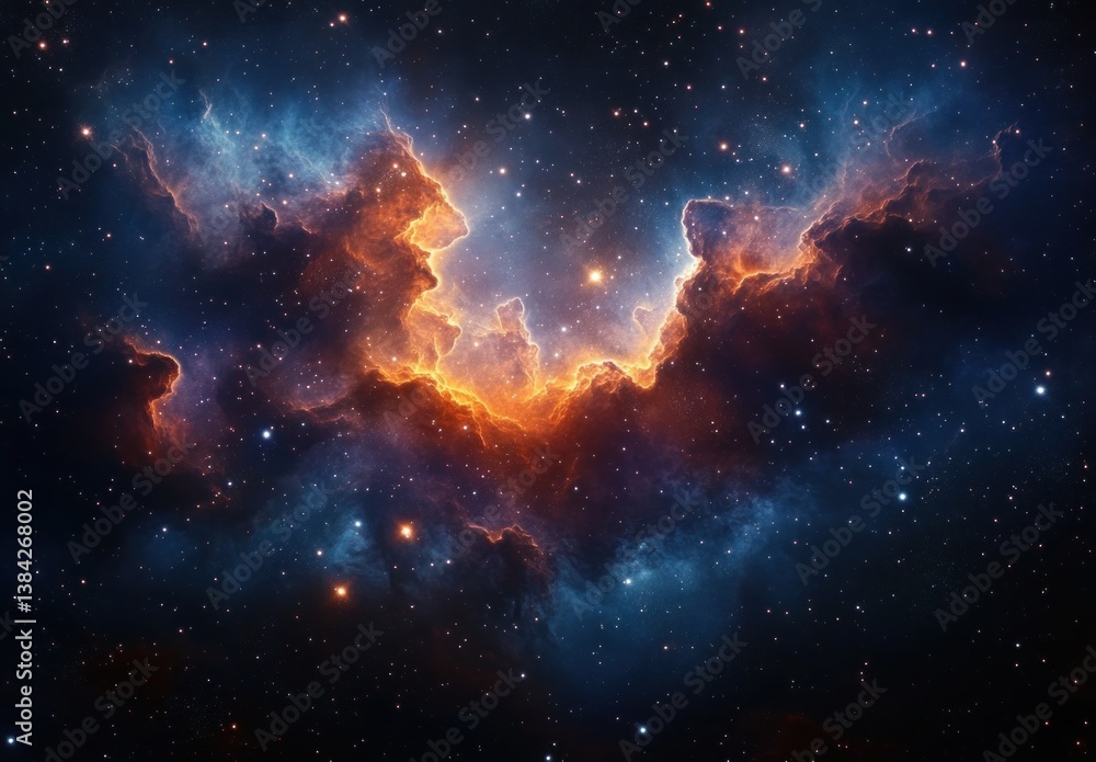 Fototapeta premium Cosmic Nebula and Glowing Stars in Deep Space