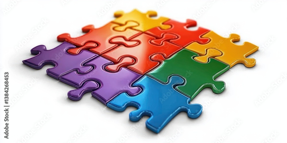 Fototapeta premium Strategic Team Collaboration through Jigsaw Puzzle Concept for Innovative Business Solutions and Effective Brainstorming