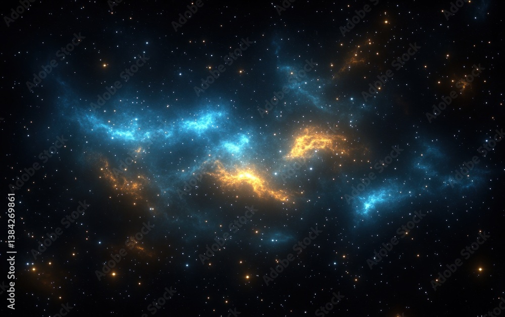 Fototapeta premium Cosmic Nebula with Glowing Stars in Deep Space