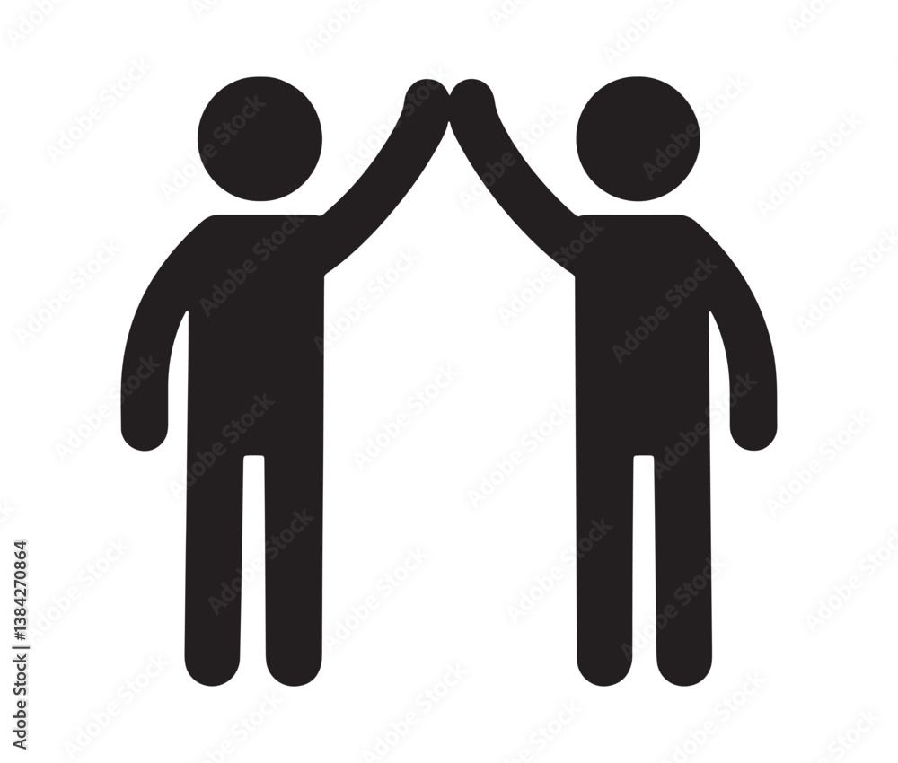 High Five Stick Figure Icon – Symbol of Friendship and Teamwork. Simple Black Silhouette of Two People Giving a High Five High Five Stick Figure Icon – Symbol of Friendship and Teamwork. Simple Black Silhouette of Two People Giving a High Five