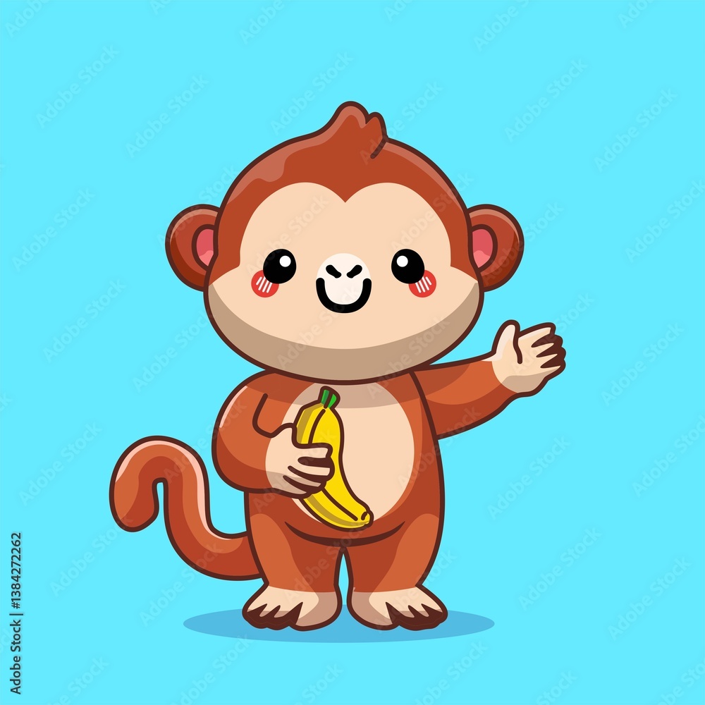 Obraz premium Monkey Holding Banana in Hand