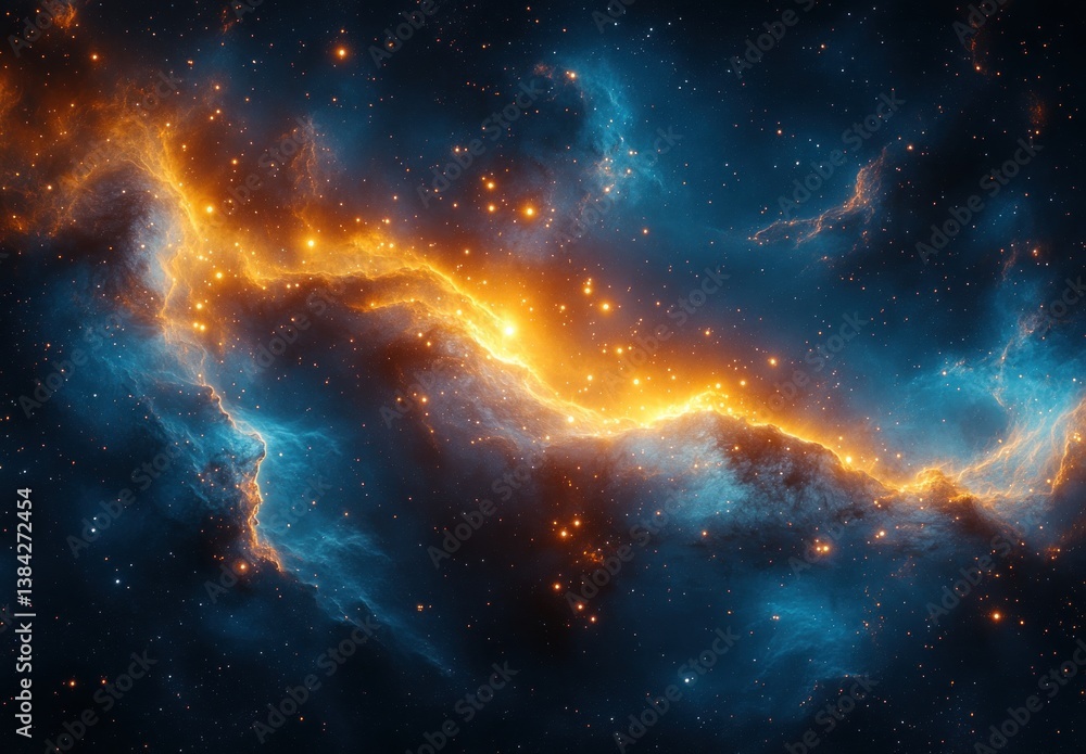 Colorful Deep Space Nebula with Stars and Glowing Gas Clouds Colorful Deep Space Nebula with Stars and Glowing Gas Clouds