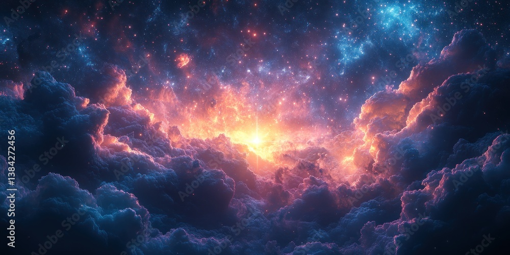 Breathtaking Cosmic Nebula Scene with Vibrant Colors and Radiant Starburst in Hyper-Realistic Space Art Breathtaking Cosmic Nebula Scene with Vibrant Colors and Radiant Starburst in Hyper-Realistic Space Art